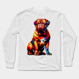 Colorful Dogue de Bordeaux in Splash Art Style Long Sleeve T-Shirt